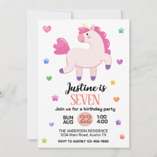 Niedliche Geburtstagsparty von Unicorn Einladung