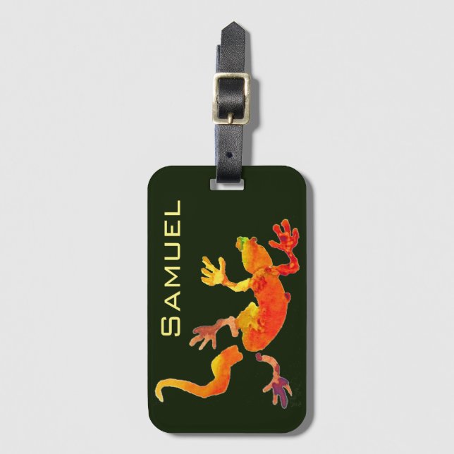 Niedliche Gecko-Eidechsen-Darstellung für Wildtier Gepäckanhänger (Vorderseite Vertikal)