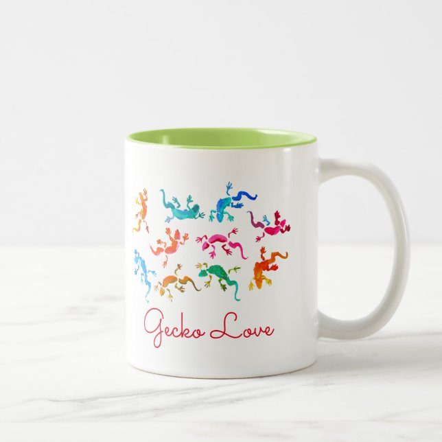 Niedliche Gecko-Eidechsenzeichnung Zweifarbige Tasse (Rechts)