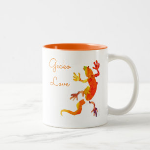 Niedliche Geckoeidechsen-Reptilkunst Zweifarbige Tasse