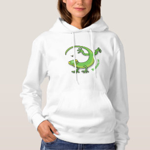 Niedliche Geckogrün-Grüße mit Bug-Cartoon Hoodie