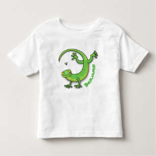 Niedliche Geckogrün-Grüße mit Bug-Cartoon Kleinkind T-shirt