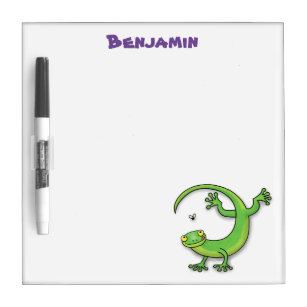Niedliche Geckogrün-Grüße mit Bug-Cartoon Memoboard