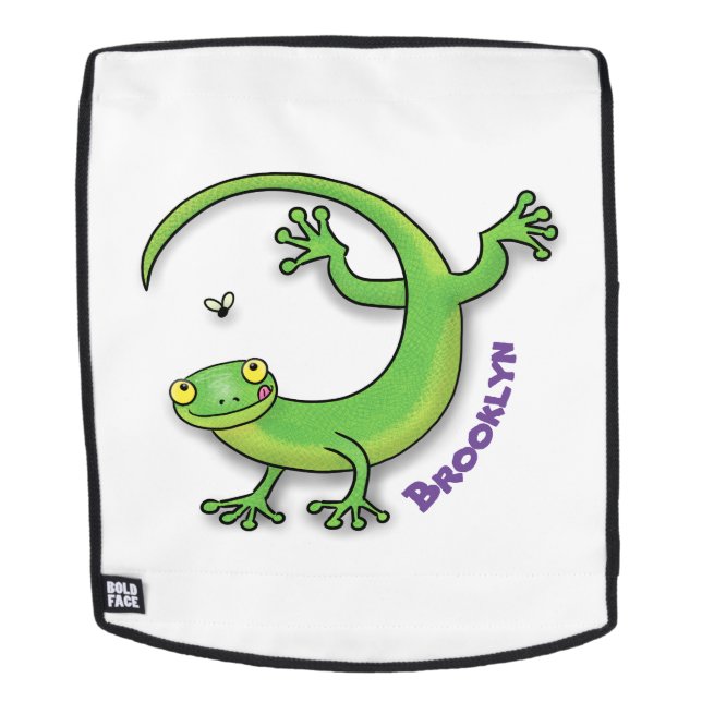 Niedliche Geckogrün-Grüße mit Bug-Cartoon Rucksack (Abnehmbare Front)