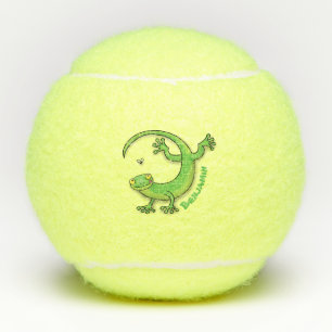 Niedliche Geckogrün-Grüße mit Bug-Cartoon Tennisbälle