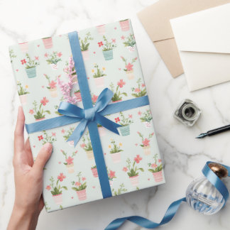 Niedliche gegossene Blume und Pflanze Garten Geschenkpapier