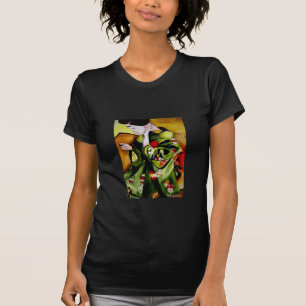 Niedliche Geisha mit grüner Kimono-Originalkunst T-Shirt