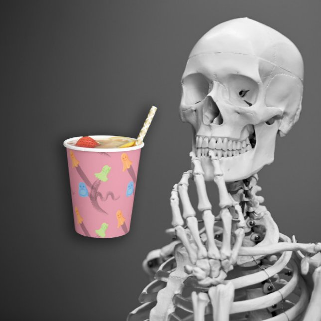 Niedliche Geister in Rosa, Halloween Pappbecher (Cute ghosts in pink, Halloween Paper Cups
)