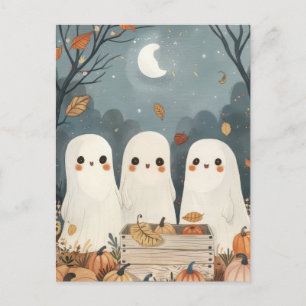 Niedliche Geister mit Pumpkin Harvest Halloween Postkarte