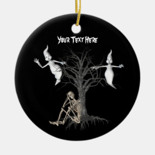 Niedliche Geister Skeletton Halloween-Ornament Keramikornament