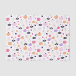 Niedliche Geister, Spinnen, Süßigkeiten und Kürbis Seidenpapier
