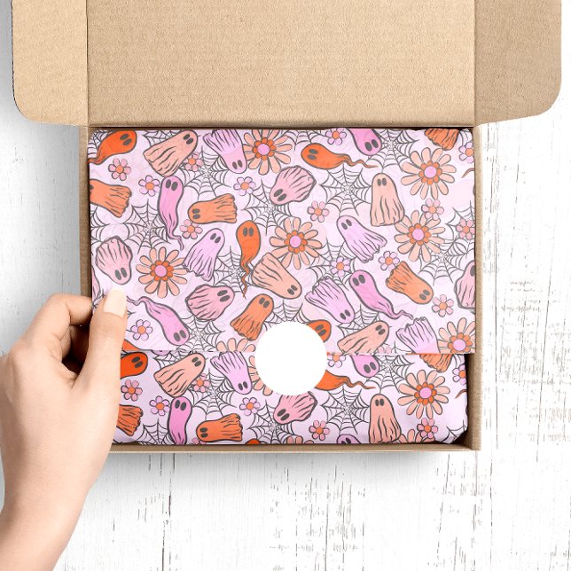 Niedliche Geister und Blume Pattern Halloween Seidenpapier (Von Creator hochgeladen)