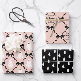 Niedliche Geister und Coquette Bows Halloween Geschenkpapier Set