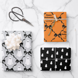 Niedliche Geister und Coquette Bows Halloween Geschenkpapier Set