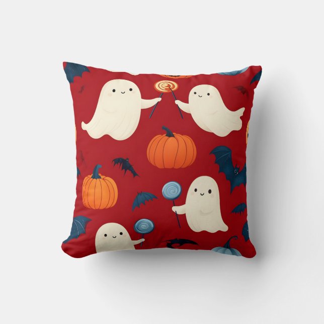 Niedliche Geister und Kürbis Halloween-Kissen Kissen (Vorderseite)