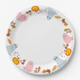 niedliche Geister und Kürbis Pappteller