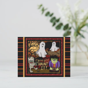 Niedliche Geister und Monster Spooky Halloween Postkarte