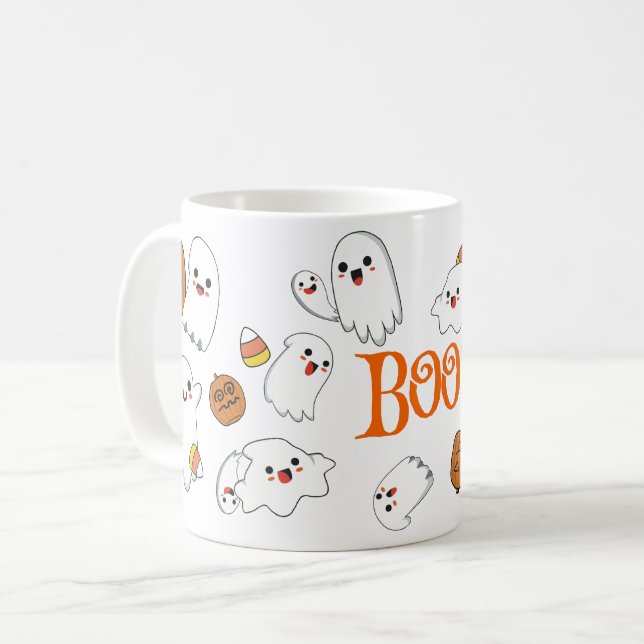 Niedliche Geister und Pumpkins Halloween-Tasse, Kaffeetasse (Vorderseite Links)