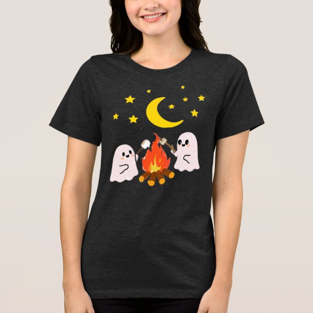 Niedliche Geisterfreunde zu Halloween Tri-Blend Shirt (Vorderseite)