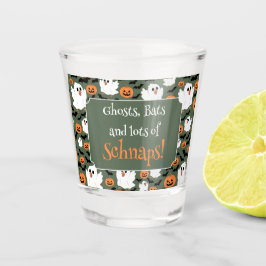 Niedliche Geisterhühner mit Pumpkins und Fledermäu Schnapsglas