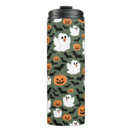 Niedliche Geisterhühner mit Pumpkins und Fledermäu Thermosbecher