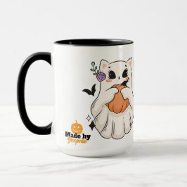 Niedliche Geisterkatze mit Pumpkin | Spooky Hallow Tasse