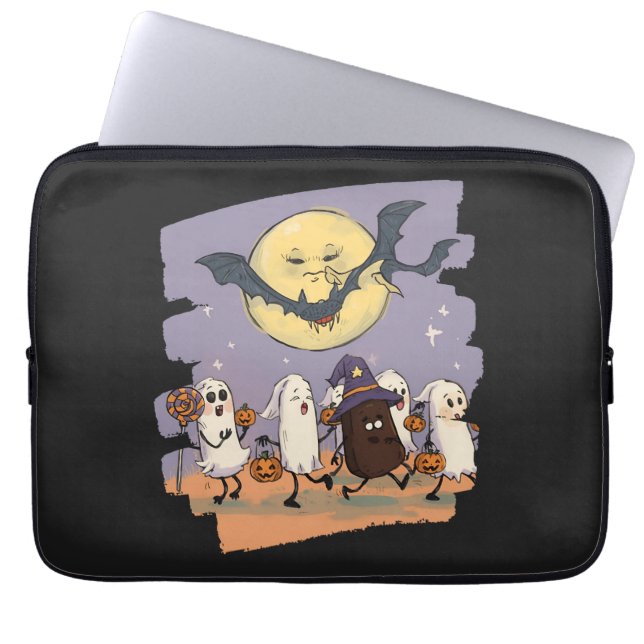 Niedliche Geisterkinder Trick oder Behandlung unte Laptopschutzhülle (Vorderseite)