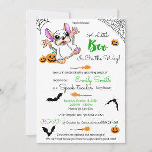 Niedliche Geisterkürbis Halloween-Kinderdusche Einladung