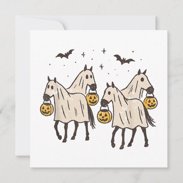 Niedliche Geisterpferde Halloween Trick oder Treat Einladung (Vorderseite)