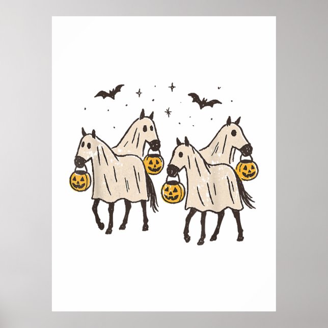 Niedliche Geisterpferde Halloween Trick oder Treat Poster (Vorne)