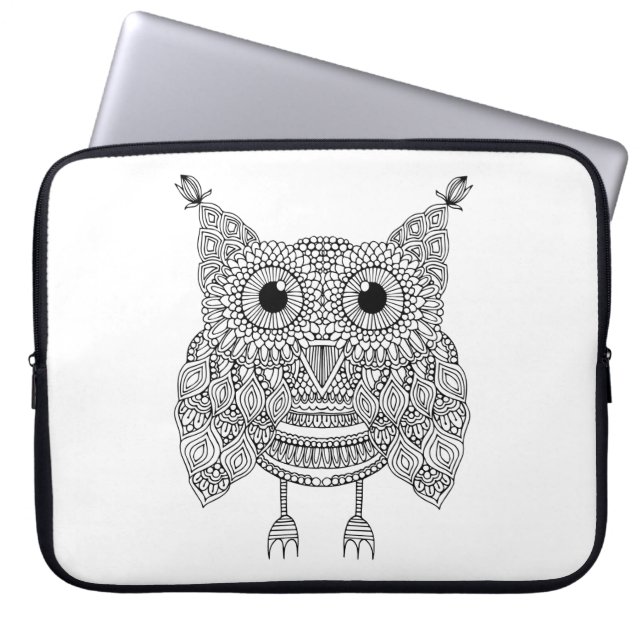 Niedliche Gekritzel-Eule Laptopschutzhülle (Vorderseite)