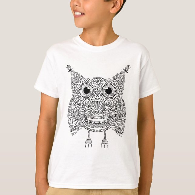 Niedliche Gekritzel-Eule T-Shirt (Vorderseite)