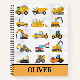 Niedliche Gelbbaufahrzeuge Notizbuch
