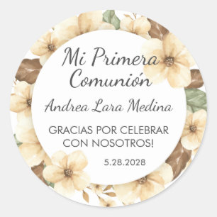 Niedliche Gelbblumen in der ersten Kommune Spanien Runder Aufkleber