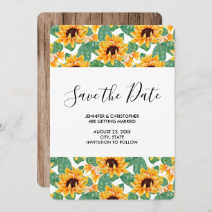Niedliche Gelbblüte und Blätter Muster Hochzeit Save The Date