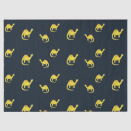 Niedliche gelbe Dinosaurier-Muster auf blau Seidenpapier