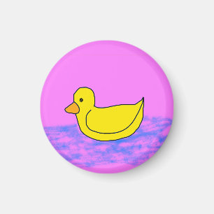 niedliche gelbe Ente auf rosa Magnet