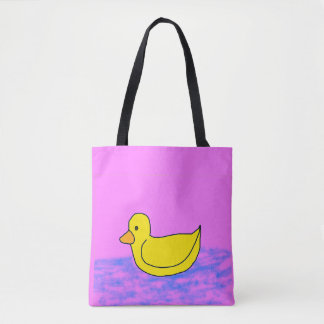 niedliche gelbe Ente auf rosa Tasche