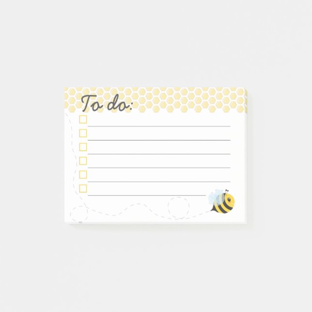 Niedliche gelbe Fliegen-Honig-Bienen-Bienenwabe Post-it Klebezettel (Vorderseite)