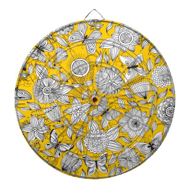 Niedliche, gelbe, floralfarbene Designlizenz p Dartscheibe (vorne)