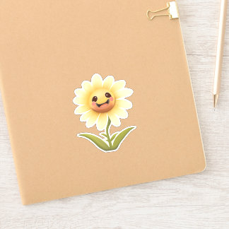 Niedliche gelbe Happy Blume Aufkleber