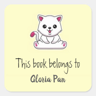 Niedliche Gelbe Katze Quadratischer Aufkleber