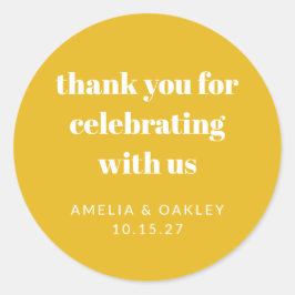 Niedliche gelbe Paare Dusche Danke Runder Aufkleber