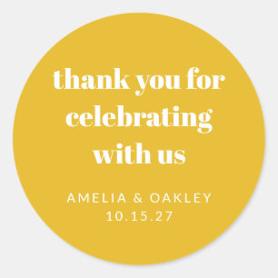 Niedliche gelbe Paare Dusche Danke Runder Aufkleber