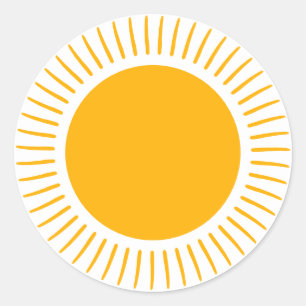 Niedliche gelbe Sonnenstrahlen sorgen für modernen Runder Aufkleber