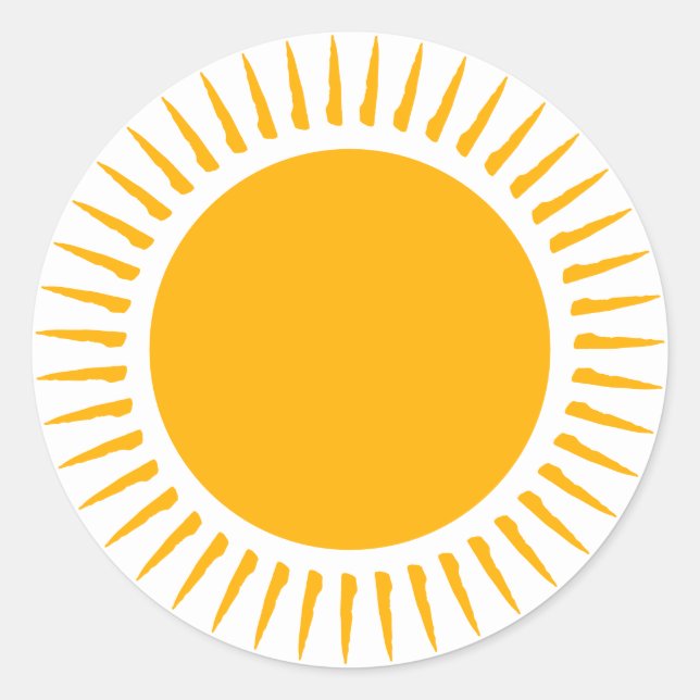 Niedliche gelbe Sonnenstrahlen Spaß boomend modern Runder Aufkleber (Vorderseite)