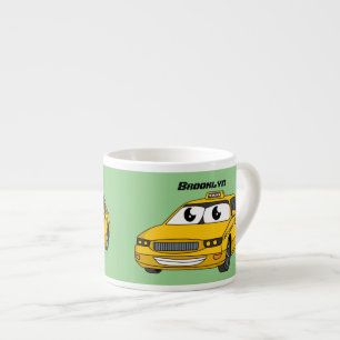 Niedliche Gelbe Taxifahrt Cartoon Illustration Espressotasse