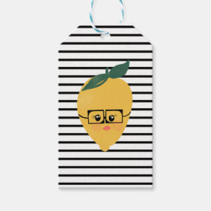 Niedliche gelbe Zitrone Cartoon lustige Darstellun Geschenkanhänger