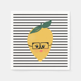 Niedliche gelbe Zitrone Cartoon lustige Darstellun Serviette