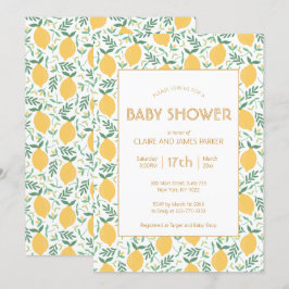 Niedliche gelbe Zitrone Fruchtfoliage Babydusche Einladung